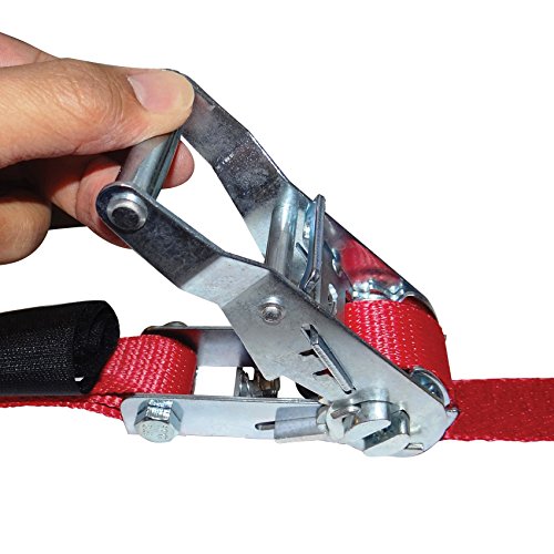 S-HOOK STRAP 1"x8' RATCHET (USA!) with Hook & Loop storage fastener