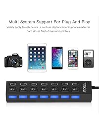 Hub USB 2.0 de 7 puertos con interruptores individuales y LED 7 en 1 USB C Hub ultra delgado portátil de datos Hub compatible con MacBook Pro, XPS más dispositivos tipo C