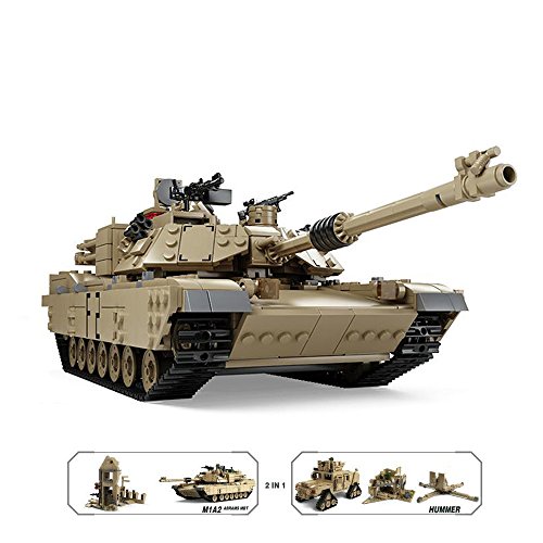 Feleph Kazi M1A2 Abrams Tank Hummer 2-in-1 Military Transformable Building Kit Set Blocks Toys Compatible with All Major Brands (1463+ Pieces)