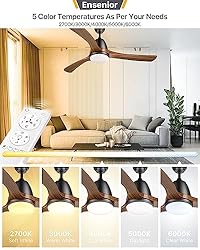 Ensenior 52’’ Wood Ceiling Fan with Light and