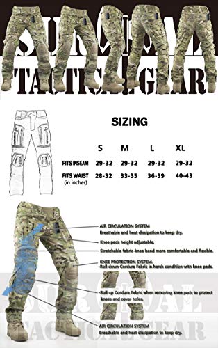Survival Tactical Gear Pants with Knee Pads Hunting Paintball Airsoft BDU Military Camo Combat Trousers for Men (Multicam, XL)