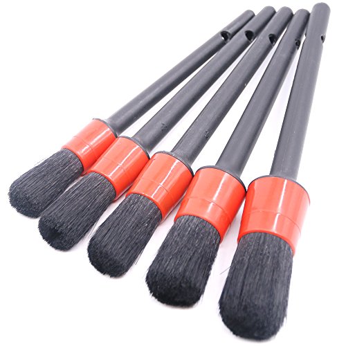 image for Swpeet 5 Pcs Premium Natural Boar Hair Detail Brush Set, Automotive De