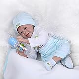 Dirance 22 Inches Lifelike Reborn Doll Sleeping Soft Silicone Full Body Realistic Look Real Boy Doll Vinyl Reallike Newborn Baby Doll Outfit, Kids Gift for Ages 3+,Under 100 Dollars (Multicolor)