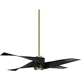 Minka-Aire F903L-SBR/MBK Artemis IV 64 Inch Ceiling Fan with LED Light and DC Motor in Soft Brass Finish and Matte Black Blad