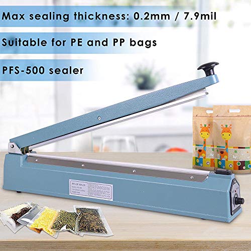 WeChef Commercial Manual Impulse Hand Sealer Heat Sealing Machine Poly Tubing Plastic Bag with Elements 20 inch 500mm