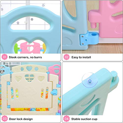 Foldable Baby Playpen - 14 Panel Kids Activity Center Portable Playard, Indoor and Outdoor Baby Fence - Safe Play Yard, Door Lock & Stable Suction Cup Play Pen with Games & Gates for Infants