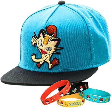 Pokemon Go Meowth Character Snapback Cap Hat with Bracelet