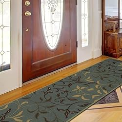Machine Washable Leaves Design Non-Slip Rubberback