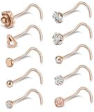 Tornito 20G 6-38Pcs Stainless Steel Nose Screw Studs Rings CZ Hoop Tragus Cartilage Nose Ring Labret Nose Piercing Jewelry for Men Women