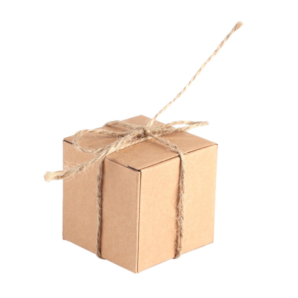 TOPINCN Kraft Paper Box 50Pcs Brown Recycled Gift Square Wedding Favor Candy Chocolate Kraft Party Supply Boxes