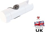 Hairstore White Matte Adjustable Shower Head Holder 20-25mm Rail Bracket 360° view 2