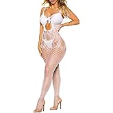 Lysvihart Sexy Fishnet Bodystocking Plus Size Sheer Stretchy One-Piece Mesh Lingerie for Party Date
