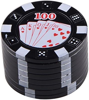 Tobaccos Spice Herb Grinder, By Syeer - 1.65 Inch,3 Piece Black Metal Chip Shaped Herbal Tobacco Smoke Grinders