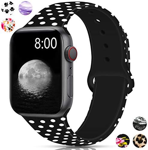 Merlion Compatible with Apple Watch Band 38mm 42mm 40mm 44mm for Women/Men,Silicone Fadeless Pattern Printed Replacement Floral Bands for iWatch Series 6/5/4/3/2/1 Dot C
