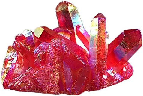 JRT Natural Red Crystal Cluster,Healing Quartz Drusy Geode Gemstone Irregular Gemstone Specimen Sphere Figurine Office Home Decoration