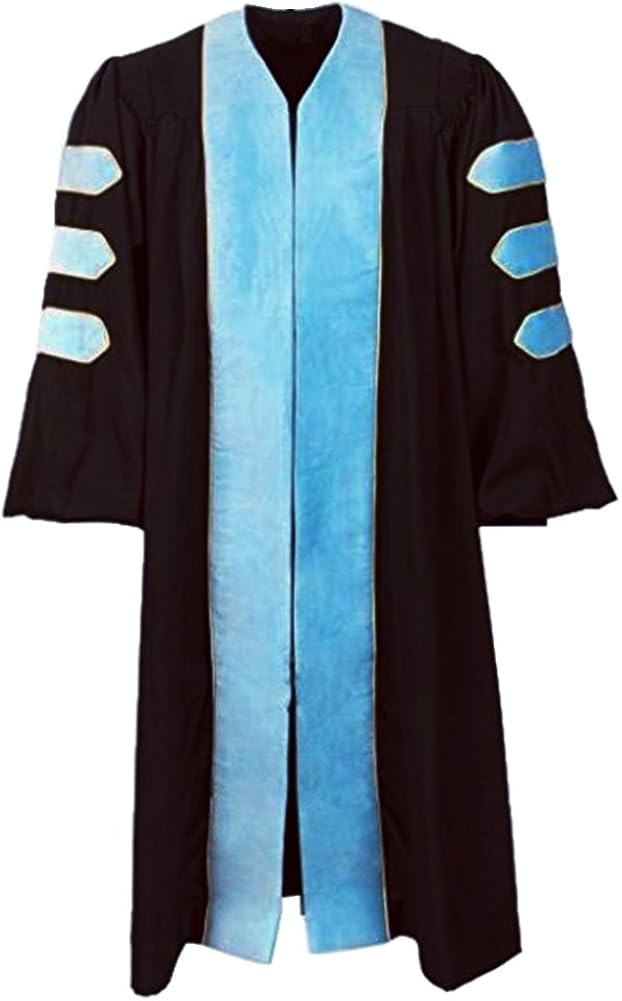 Doctoral Graduation Gown Sky Blue Velvet Clothing