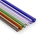 GINOVO 200mm 10mm Reusable Straight Glass Drinking Straws, Set of 6 with 3 Cleaning Brushes, Multi Color - Green, Orange, Purple, Pink, Grey, Blue