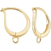 Beebeecraft 1 Box 4Pcs Leverback Earring Hooks 18K Gold Plated 925 Sterling Silver Latch Back French Earring Findings Round Hoop Earwires with Loop for Dangle Jewelry Making DIY Crafts
