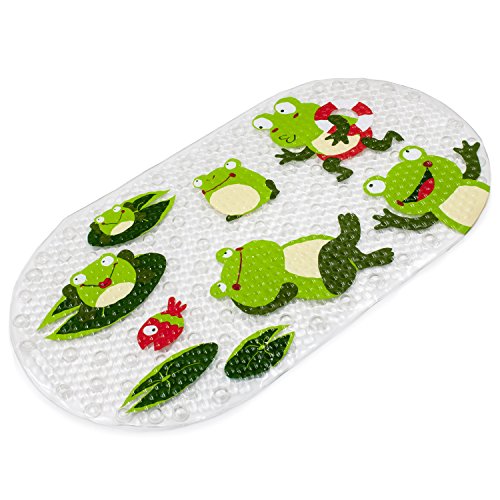 Bligli® Bathmat Non-Slip Environmental Medium Pvc Massage Bath Mat Pad Shower Tub Bathing Bathroom Mats With Suction Cup Bright Cartoon Design Bathtub Mat For Kids Children Baby (Frogs) (608408022657)