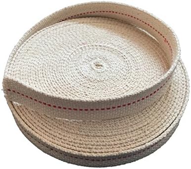 Jekayla 1" Replacement Flat Cotton Oil Lantern or Oil Lamp Wick with Red Stitch (6 Foot Roll)