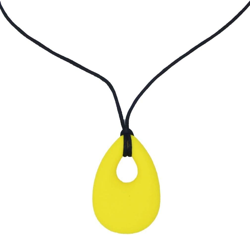 Teardrop Teething Sensory Chew Silicone Necklace Teether Pendant BPA Autism ADHD Free UK Seller (Yellow)