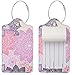 Luggage Tags for Suitcases, 2 Pack Cute PU Leather Suitcase Tag Identifiers TSA Approved with Stainless Steel Loop and Address Card for Baggage Tag for Cruise Airport Travel Essentials by Chelmon