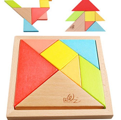 Oostifun OJIN 7PCS Wooden Tangram Puzzle Brain Teaser Educational Developmental Intellectual Game Children Toy