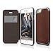 iPhone 6S Case, elago [Leather Flip][Brown/Metallic Dark Grey] - [Card Slot][Screen Protection][Premium Hybrid Construction] - for iPhone 6/6S