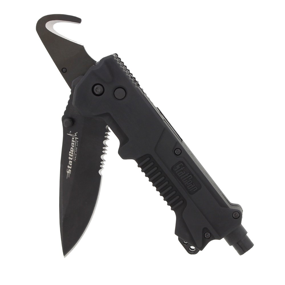 StatGear T3 Tactical Auto Rescue Tool knife, seatbelt cutter, spring