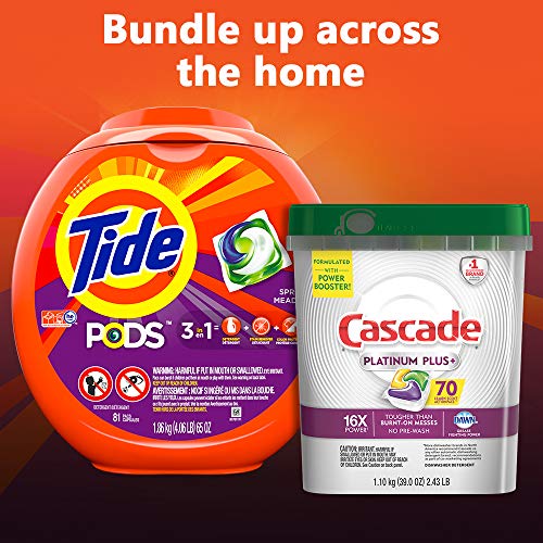 Tide Pods 3 in 1, Laundry Detergent Pacs, Spring Meadow Scent, 81 Count with Cascade Platinum