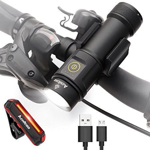 Zehui USB Rechargeble LED Bike Light Set, 5 Modes Output, Discharging for Emergency, Maximum 1000 Lm Super Bright IPX-6 Waterproof Bike Headlight and Tail Light