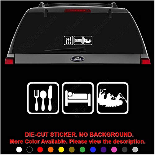 Whitewater Rafting Eat Sleep Daily Activities Die Cut Vinyl Decal Sticker for Car Truck Motorcycle Vehicle Window Bumper Wall Decor Laptop Helmet Size- [12 inch] / [30 cm] Wide || Color- Gloss Black