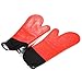 Lingstar Silicone Oven Gloves Mitts - Extra Long Cotton Lining Heat Resistant - BBQ Gloves - 1 Pair (Red)
