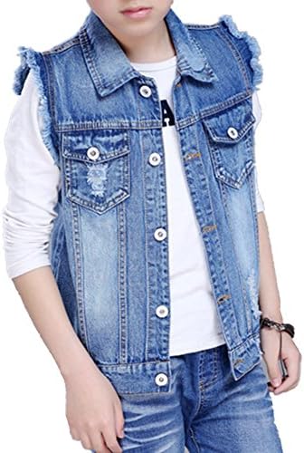 Unisex Kids' Sleeveless Denim Vest Cute Kids' Gilet for 2-12
