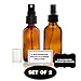 (2) Small Glass Spray Bottles, Glass Amber 2 Oz Bottles with Black Fine Mist Sprayer for Aromatherapy & Cosmetic Sprays