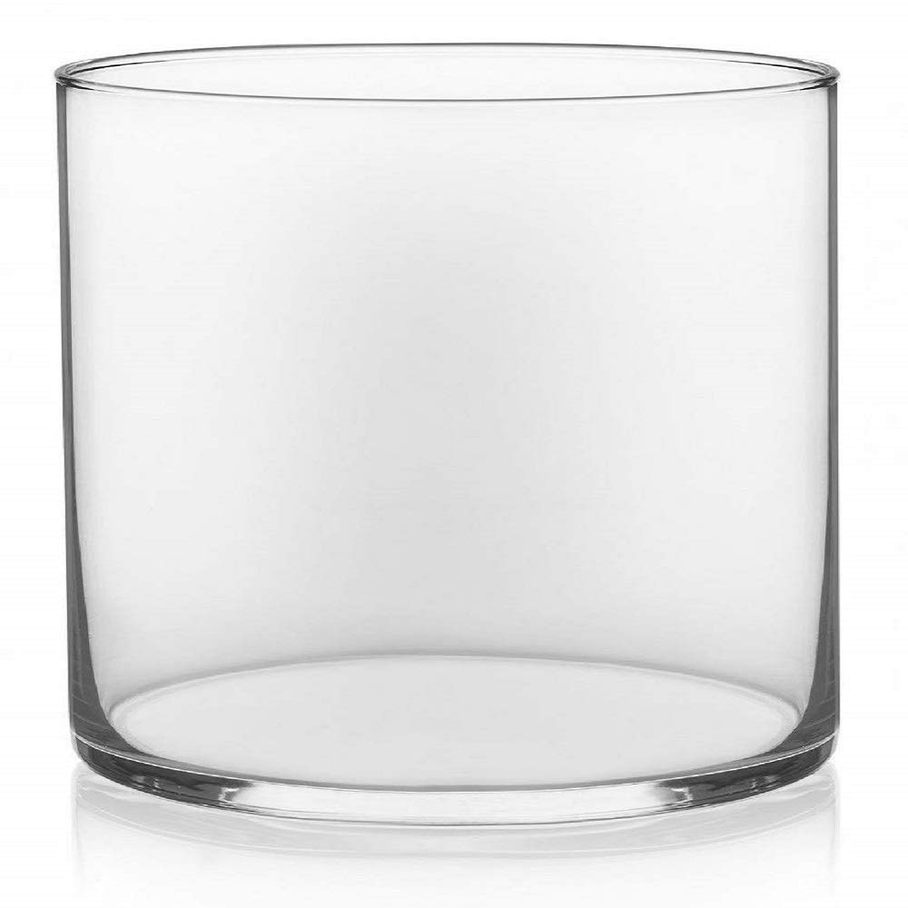 Floral Supply Online - 6" Tall x 6" Wide Cylinder Glass Vase and Flower Guide Booklet - for Weddings, Events, Decorating, Arrangements, Flowers, Office, or Home Decor.