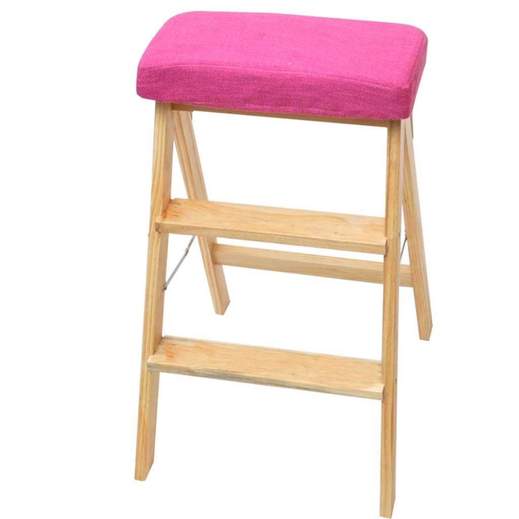 Amazon Com Yjlgryf Step Stool Kitchen Folding Stool Solid Wood Creative Ladder Stool Simple Modern Foot Step High Stool Chair Home Board Stool 42 49 63cm Ladder Color Rose Red Kitchen Dining
