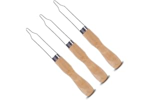 SANDHILL TOOLS Button Hook and Zipper Pull Assist Tool with Wooden Handle Grip and Helper Assist Device for Seniors and Elderly - Pack of 3