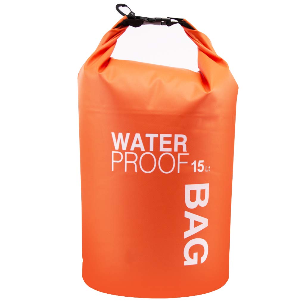 Uncle Paul Boat Dry Bags - Orange 15L Waterproof Bag for Drifting Boating Kayaking Fishing Rafting Swimming Camping Canoeing Surfing 15 litres