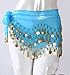 VISKEY Belly Dance Hip Skirt Scarf Wrap Belt Costume with Rows Gold Coins (Blue)