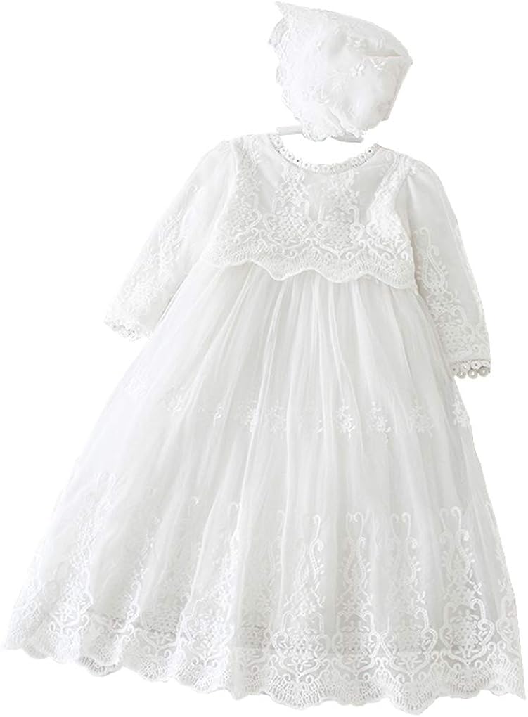 long sleeve baptism dress for baby girl