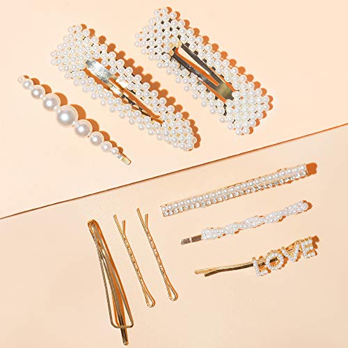 Pearl Hair Clip - 9 Hair Accessories for Women - Bobby Pins Pearl Hair Clips for Women & Hair Barrettes for Women - Large Gold Hair Pin with Rhinestone - Love Hair Pins - Hair Clips for Girls - Thumbnail 3
