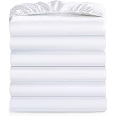 Maple&Stone Twin Fitted Sheet Only - Bulk Pack of 6 Bottom Sheets - Premium Soft & Breathable, Brushed Microfiber Fabric for Twin Size （White）