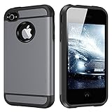 iPhone 4S Case, CHTech iPhone 4 Case Dual Layer Hybrid Slim Armor Case with Solid PC and Shockproof TPU for iPhone 4 / 4S (Gray)