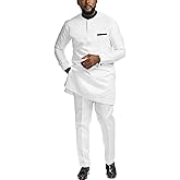 African Suit for Men 2 Piece Set Shirt Pants Dashiki Outfits Nigerian Wedding Attire