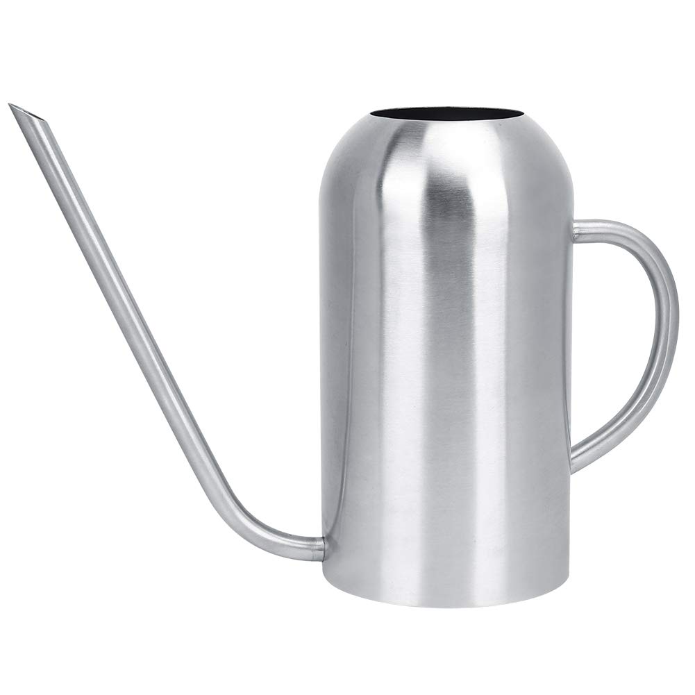 AUNMAS 1.5L Watering Can Stainless Steel Long Spout Watering Pot, Long Spout Cylindrical Brushed Modern Style, for Outdoor and Indoor House Plants(Silver)