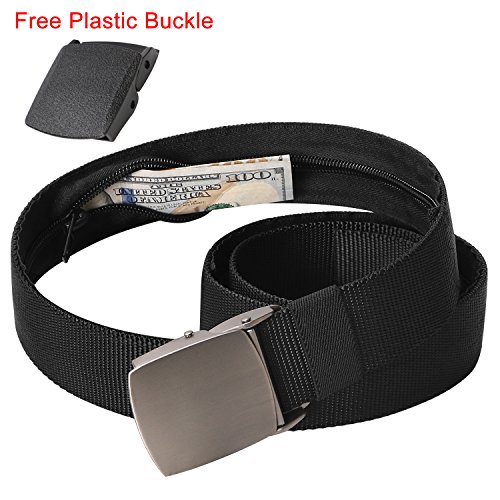 Unisex Travel Security Money Belt with Hidden Zipper Pocket, XZQTIVE  Anti-Theft Wallet Nylon Belt with Metal Buckle