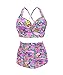 Plus Size High Waist Vintage Retro Bikini Push Up Separate Swimwear-KJX802-RDF5 Red Floral