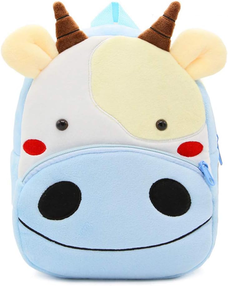 DafenQ 3D Cute Cartoon Soft Kids School Backpack for Boys Grils, Baby School Bags for Toddlers, Baby Rucksack for Nursery, Kids Kindergarten Book Bag, Gift for Toddler Kids Children (Cow)