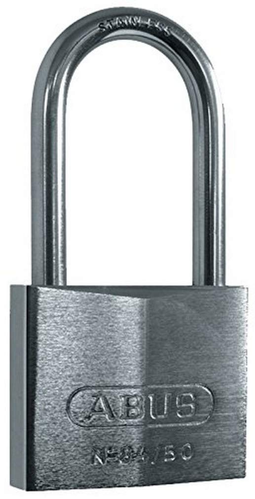 ABUS 23432 50mm Stainless Steel Long Shackle Chrome Plated Brass Padlock